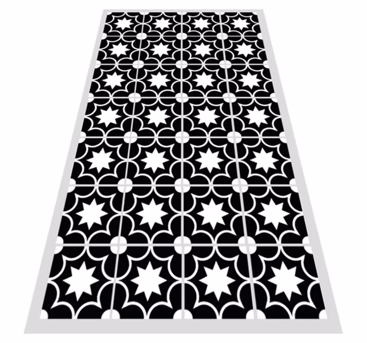 Carpete de ladrilhos hidráulicos preto e branco - TenStickers