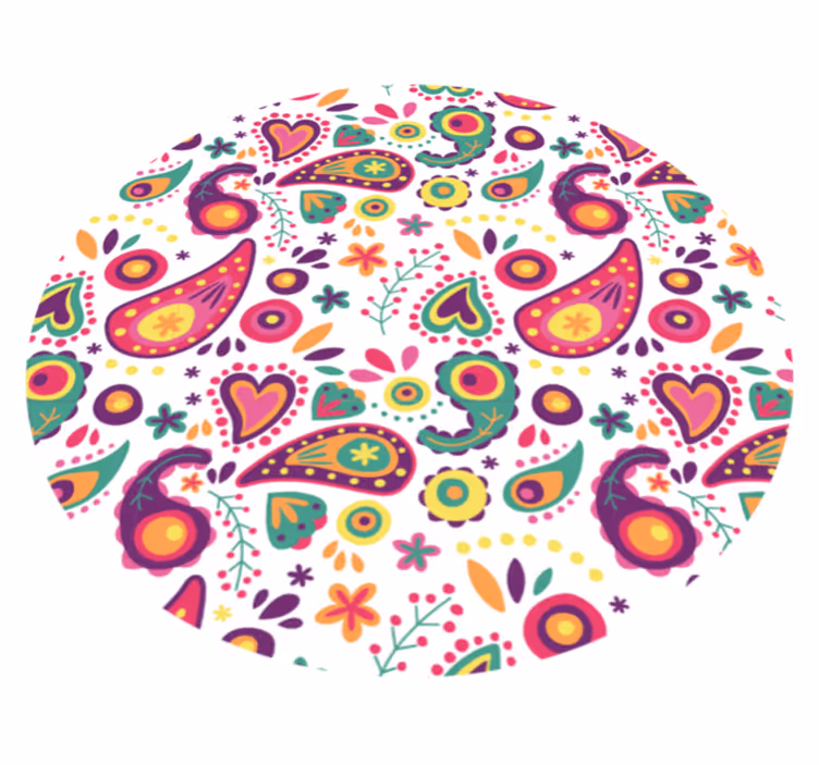 Tapete vinílico flores e plantas padrão paisley colorido - TenStickers