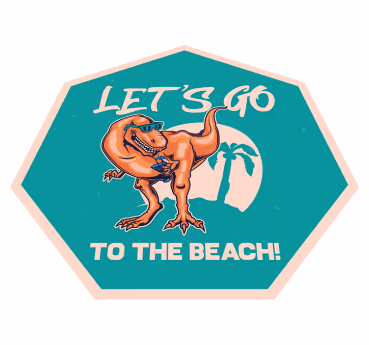 Ilustração de dinossauro vamos para a praia - TenStickers