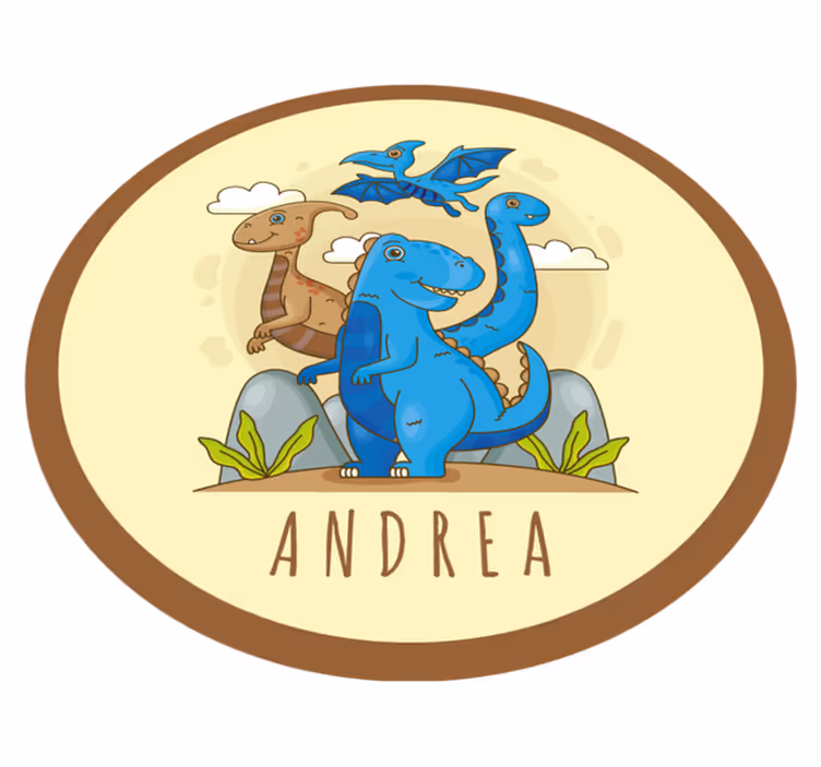 Mundo de dinossauros com tapete personalizado com nome - TenStickers