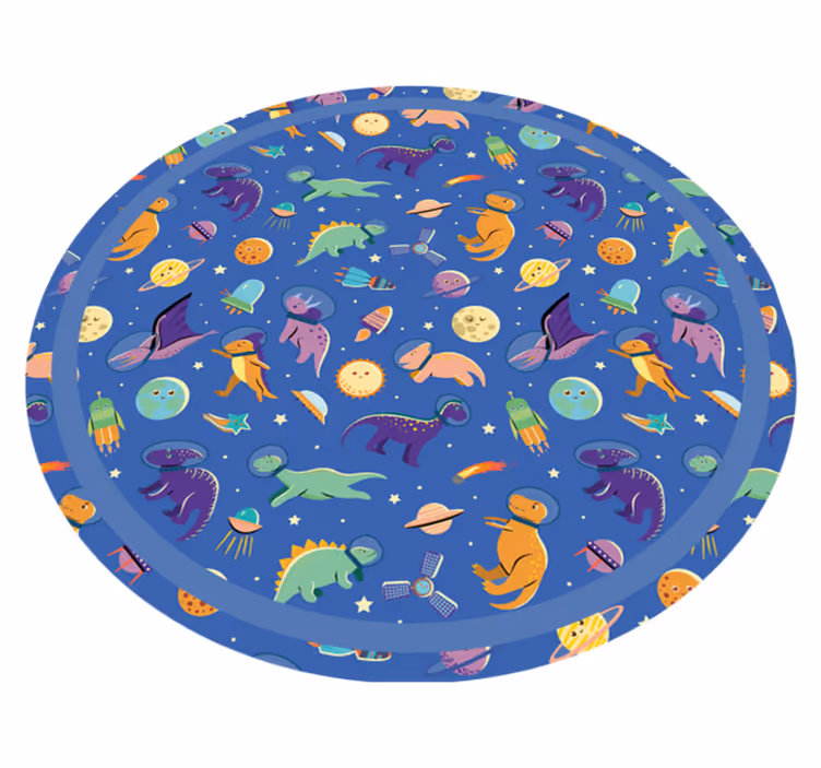 Tapete vinílico infantis dinossauro espacial redondo - TenStickers