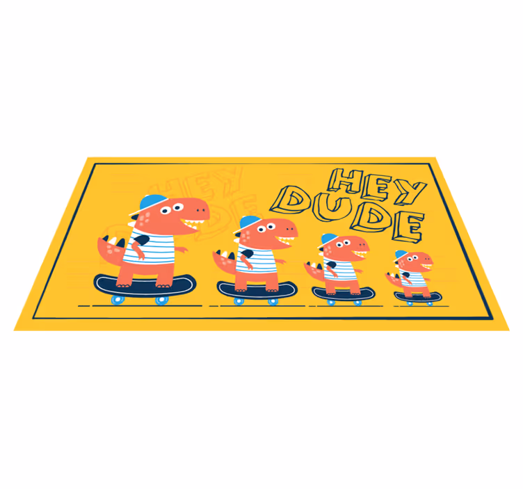 Tapete vinílico infantis dinossauros de skate - TenStickers