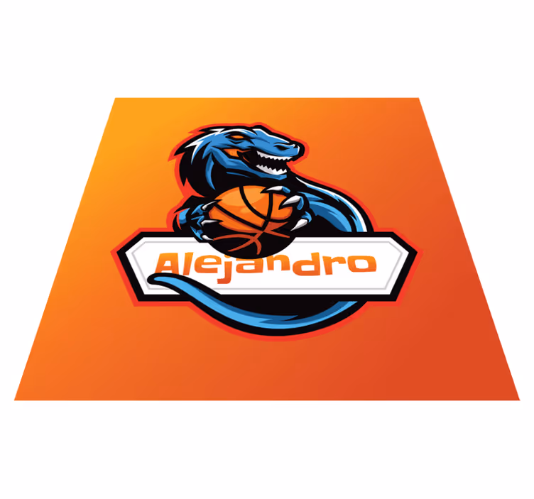 Tapete vinílico com nome dinossauro de basquete - TenStickers