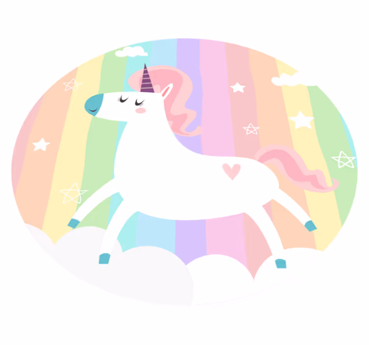 Fundo aquarela com tapete de animal unicórnio - TenStickers