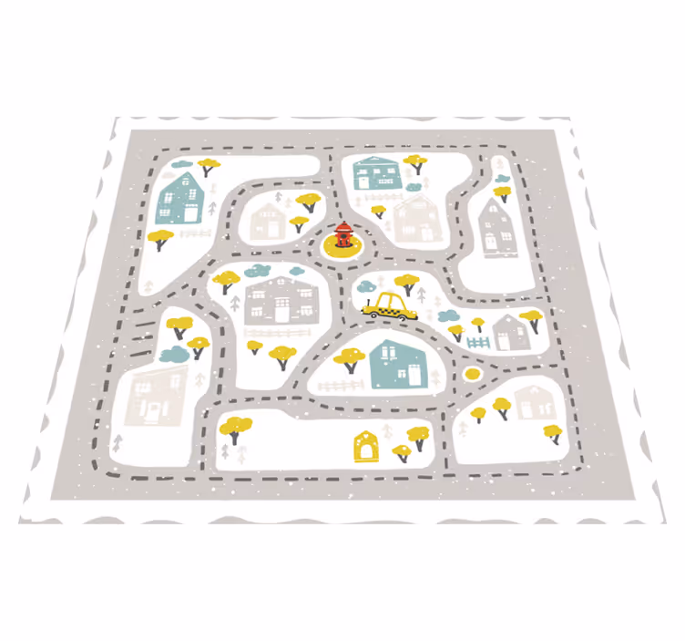 Paisagem de cidade nevada com tapete de estradas - TenStickers
