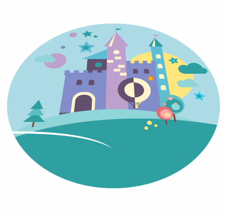 Tapete vinílico infantis jogo de castelo de fantasia - TenStickers