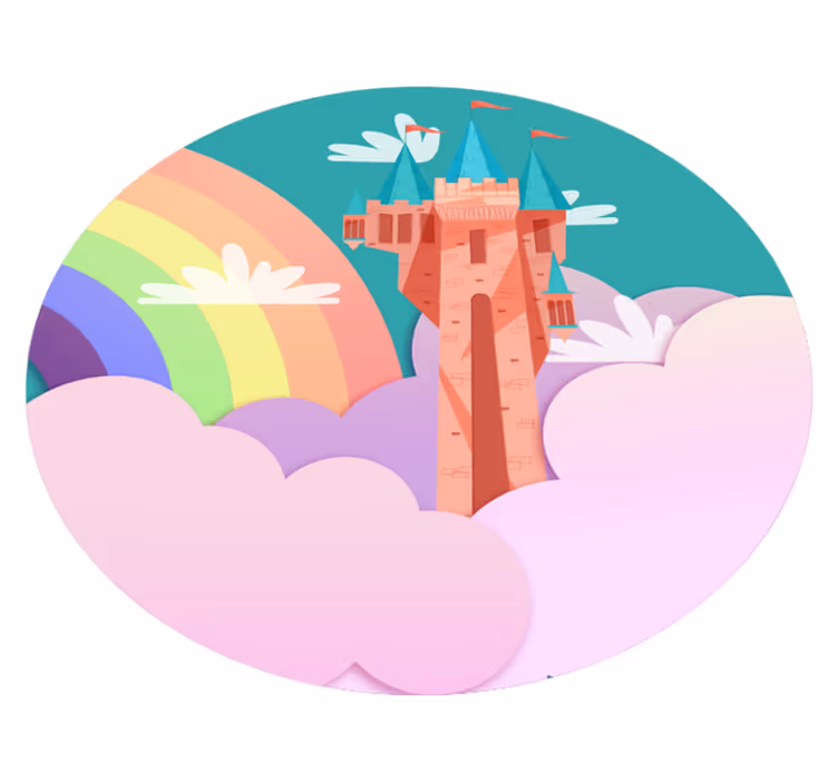 Tapete vinílico infantis fantasia de castelo - TenStickers