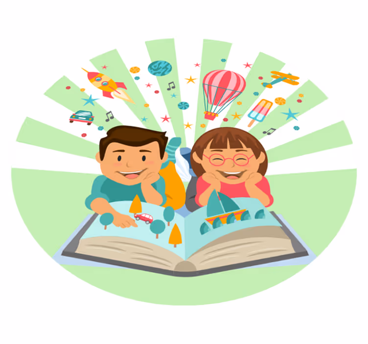 Tapete vinílico infantis leitura imaginativa - TenStickers