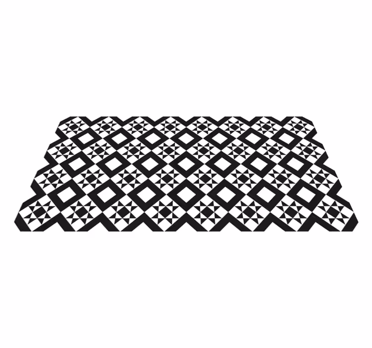 Carpete em ladrilho geométrico preto e branco - TenStickers