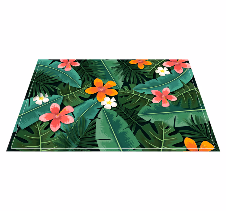 Tapete vinílico flores e plantas conjunto floral tropical - TenStickers