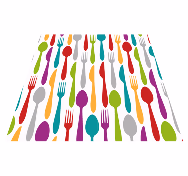 Tapete vinílico cozinha padrão de talheres coloridos - TenStickers