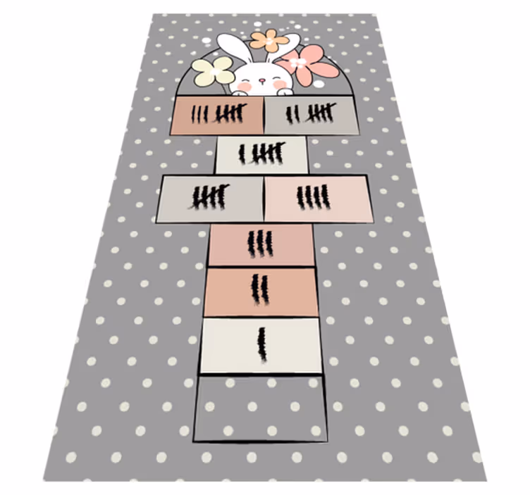 Tapete de jogo amarelinha de coelho nórdico - TenStickers