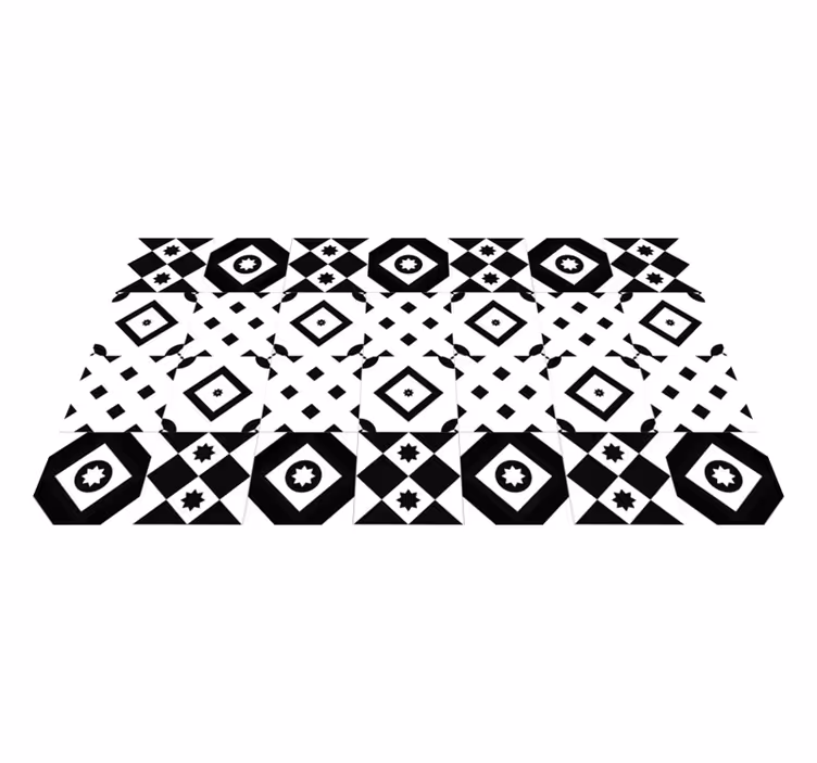Tapete patchwork preto e branco moderno - TenStickers