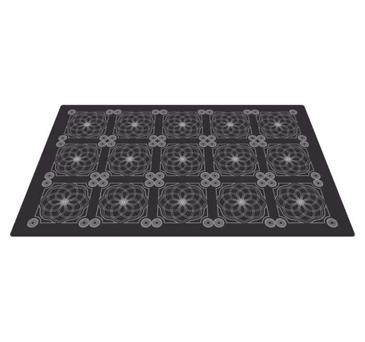 Tapete vinílico preto padrões florais geométricos - TenStickers