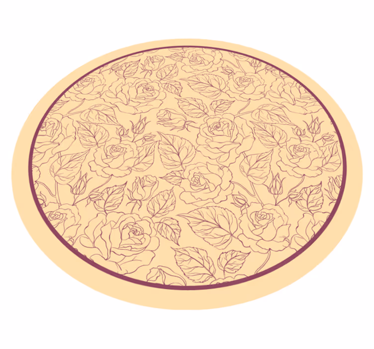 Tapete vinílico flores e plantas padrão de rosa redondo - TenStickers