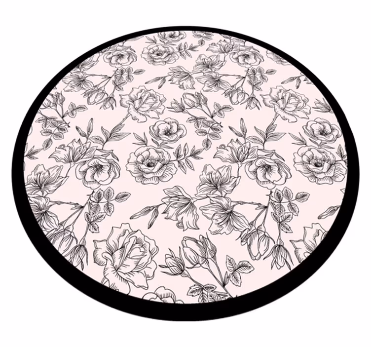 Tapete vinílico flores e plantas círculo de padrão floral - TenStickers