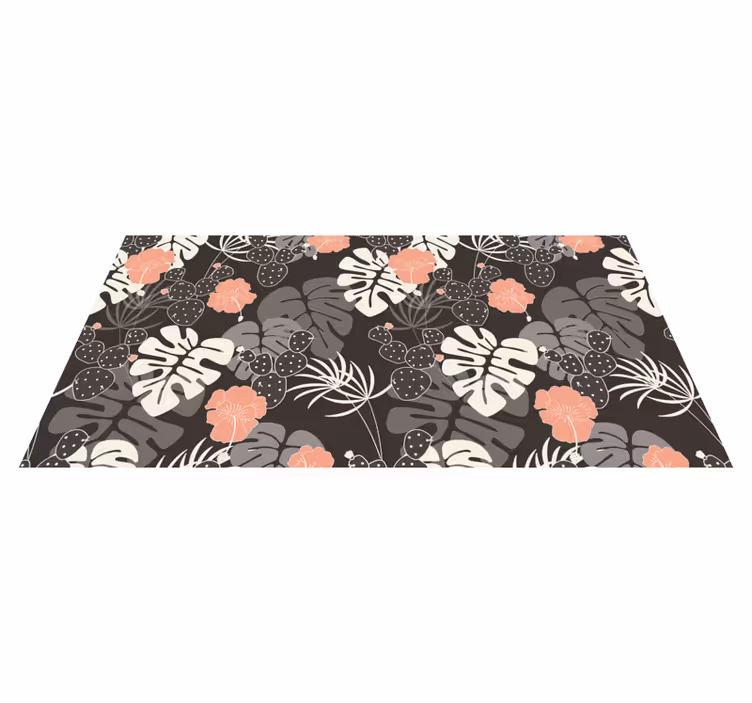 Tapete vinílico flores e plantas design preto tropical - TenStickers