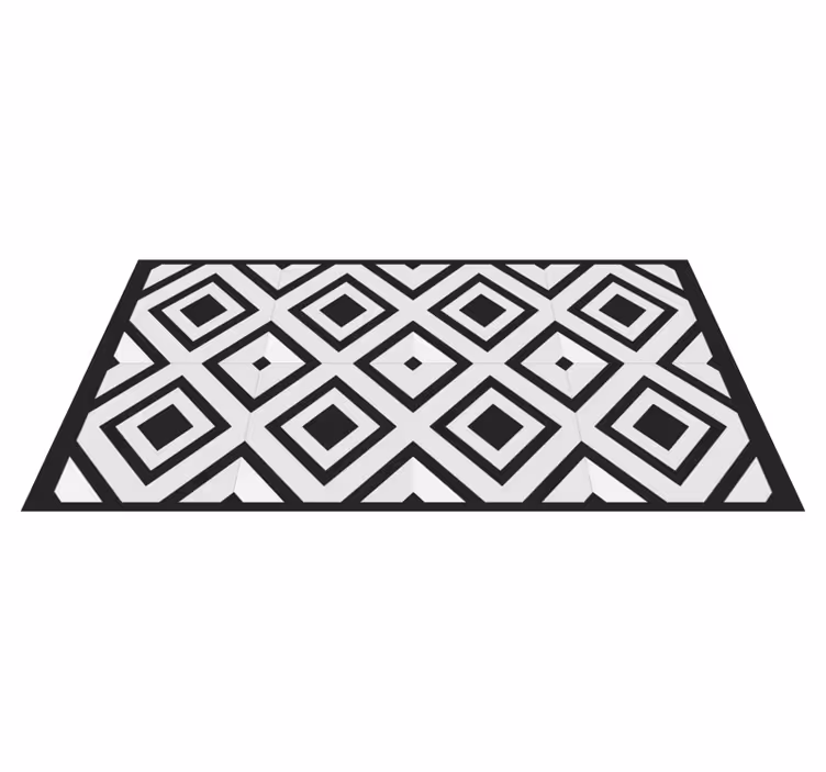 Tapete vintage com diamantes quadrados preto e branco - TenStickers