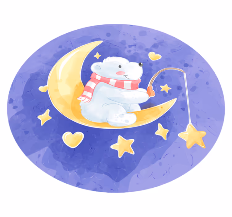 Tapete vinílico para bebés filhote de urso ao luar - TenStickers