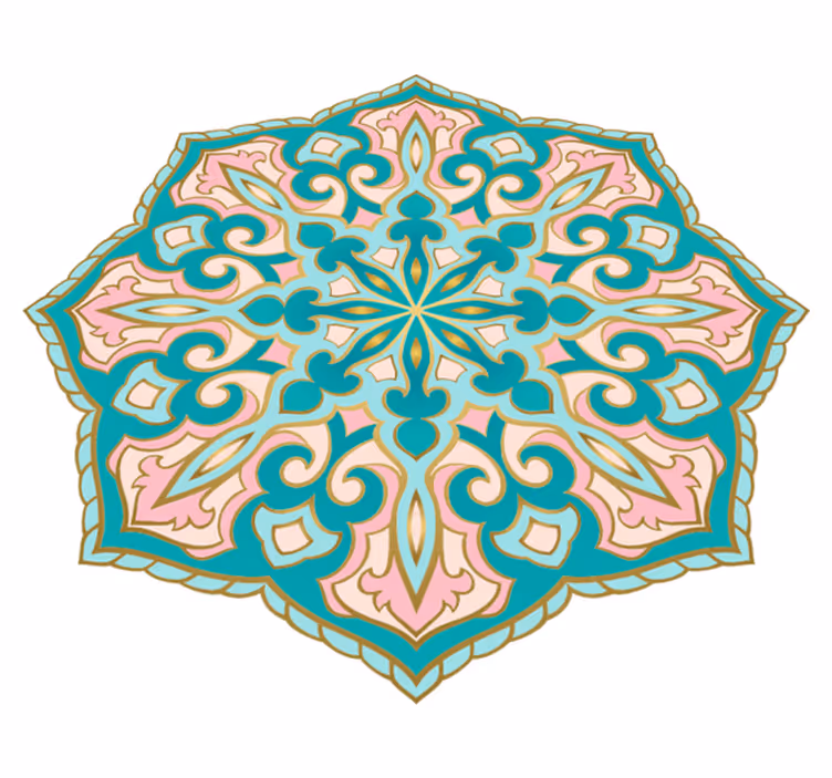 Tapete de vinil turquesa e rosa mandala - TenStickers