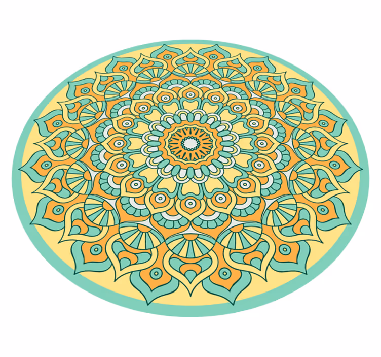 Tapete mandala de vinil mandala laranja e azul-petróleo - TenStickers
