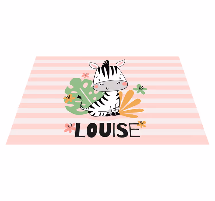 Tapete vinílico com nome zebra personalizável - TenStickers