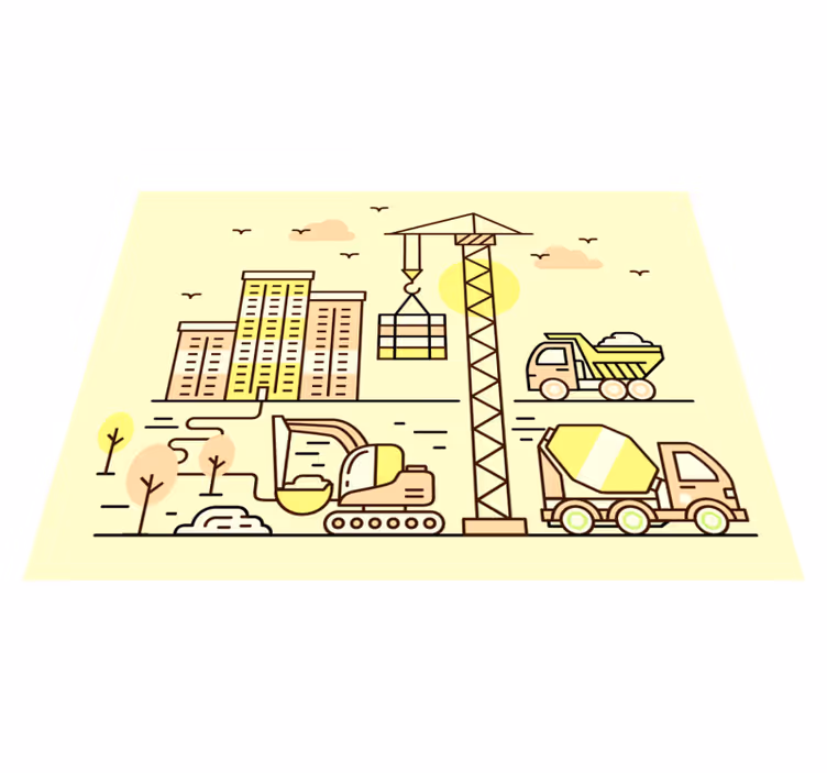 Tapete em vinil infantil construção urbana - TenStickers