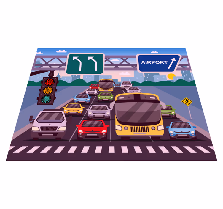 Tapete vinílico de estradas brincadeira no trânsito - TenStickers