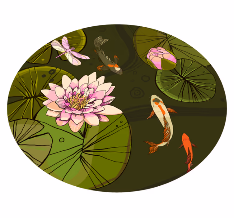 Tapete vinílico flores e plantas ilustração da fauna de lago - TenStickers