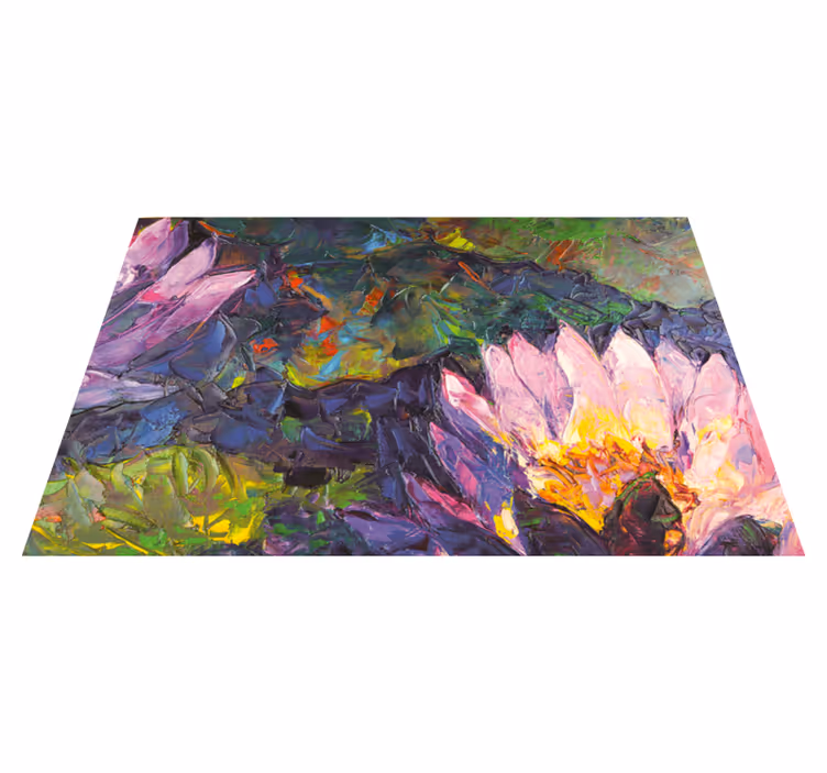 Tapete de vinil floral com cenas retangulares de lótus - TenStickers