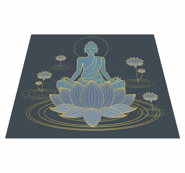 Tapete de vinil floral de lótus e buda - TenStickers