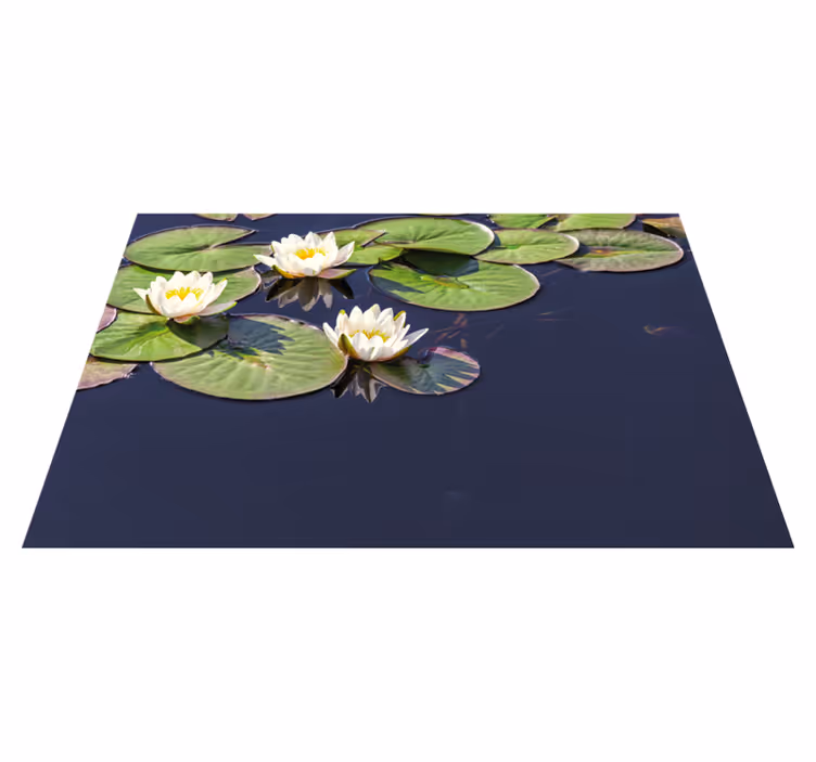 Tapete vinílico flores e plantas emblema de nenúfar - TenStickers