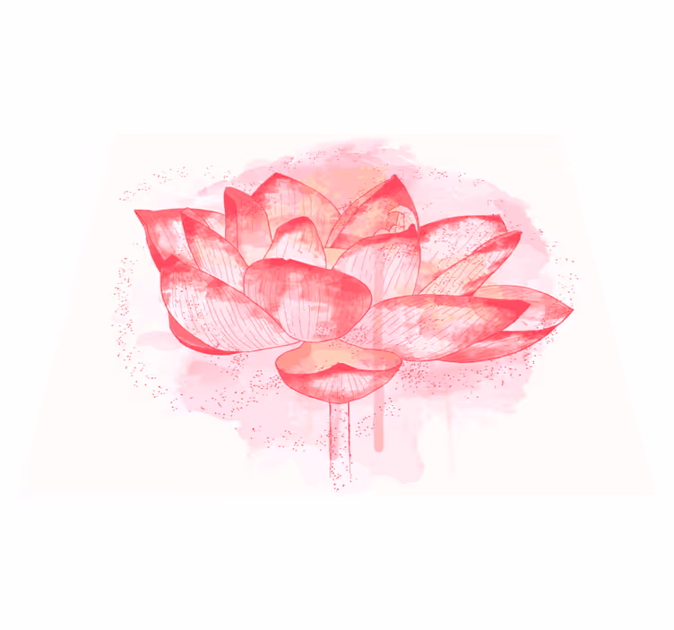 Tapete vinílico flores e plantas lótus aquarela - TenStickers