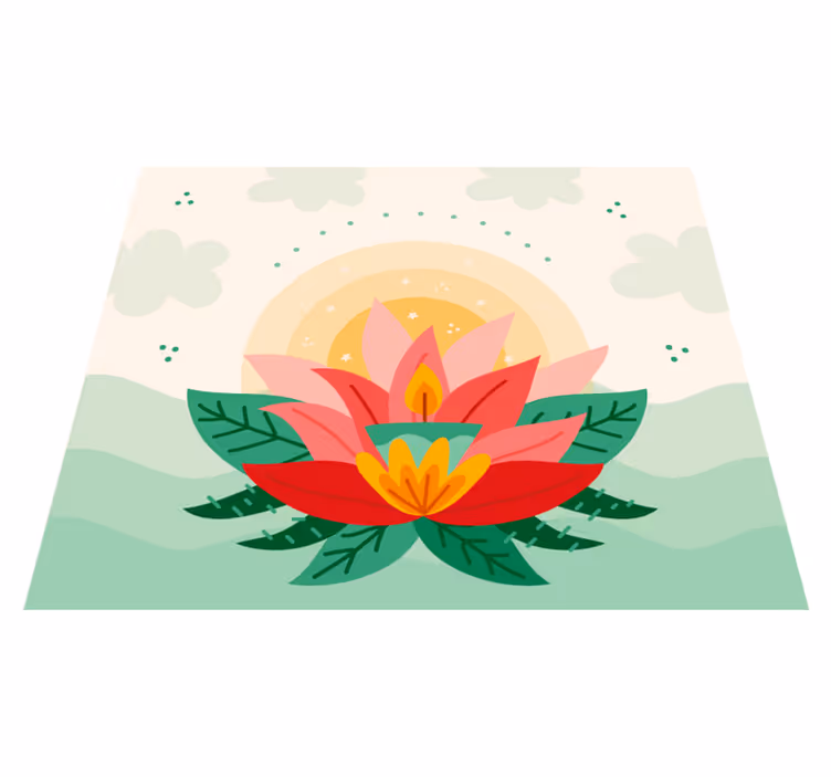 Tapete vinílico flores e plantas ilustração de flor de lótus - TenStickers
