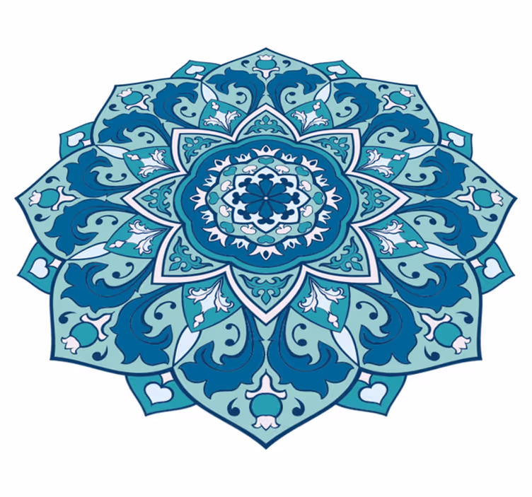 Tapete vinílico de mandala padrão elegante azul - TenStickers