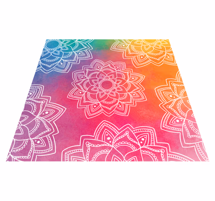 Tapete vinílico de mandala padrão vermelho colorido - TenStickers