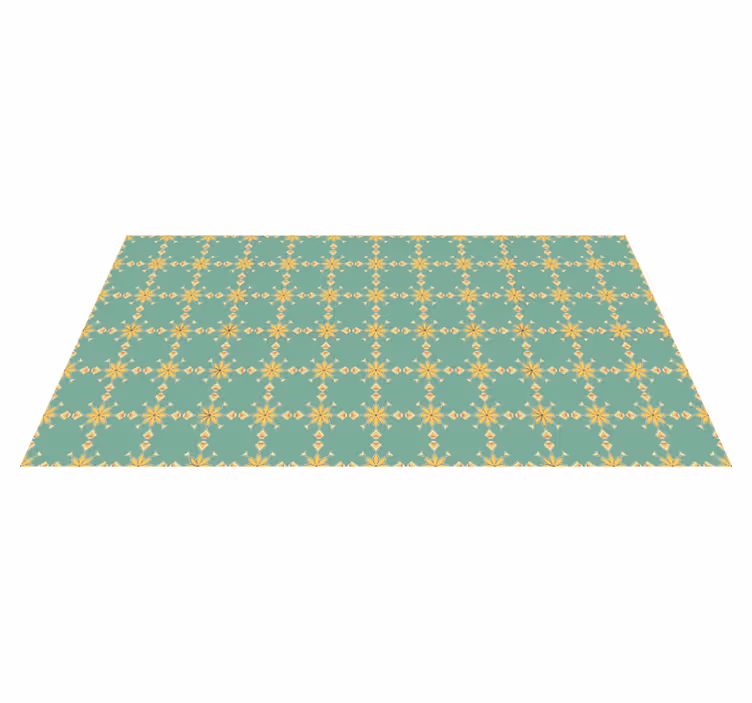 Tapete de azulejos com padrão floral verde vintage - TenStickers
