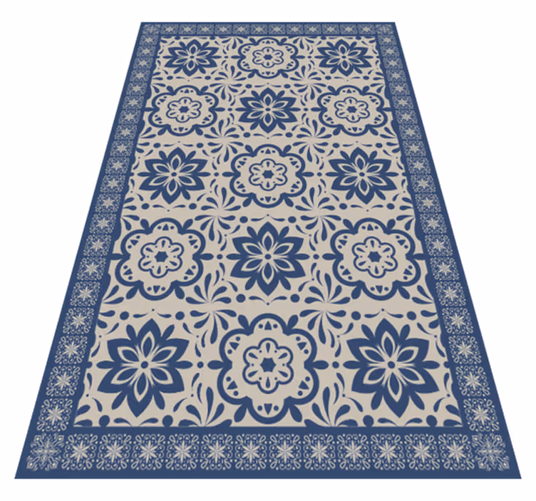 Tapete azul hidráulico com tema floral azul - TenStickers