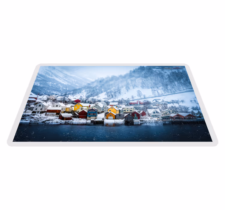 Tapete vinílico natureza pitoresca vila de inverno - TenStickers