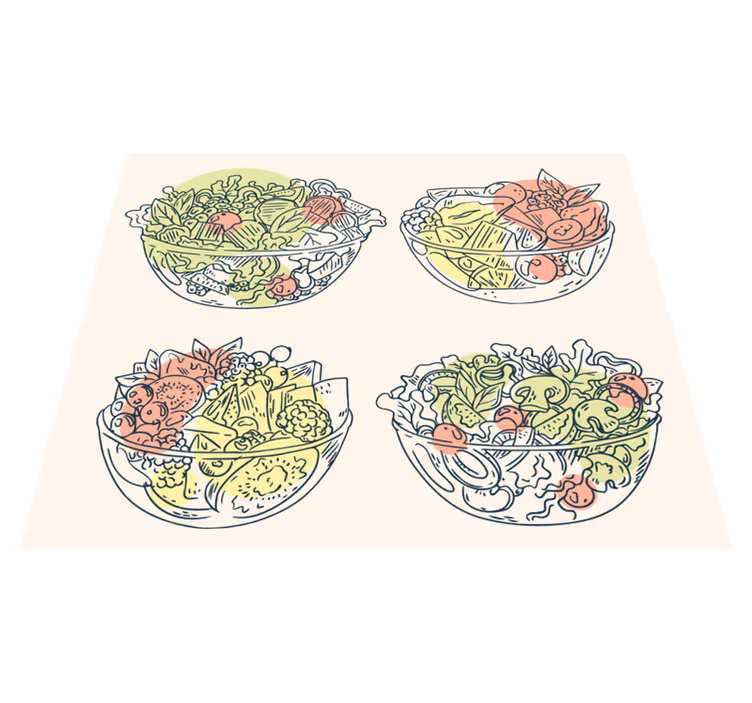 Salada de desenho animado em azulejos de cozinha de tigela - TenStickers