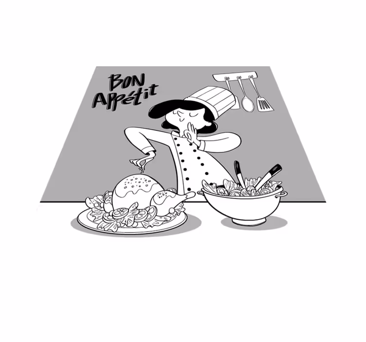 Tapete vinílico cozinha ilustração de chef cartoon - TenStickers