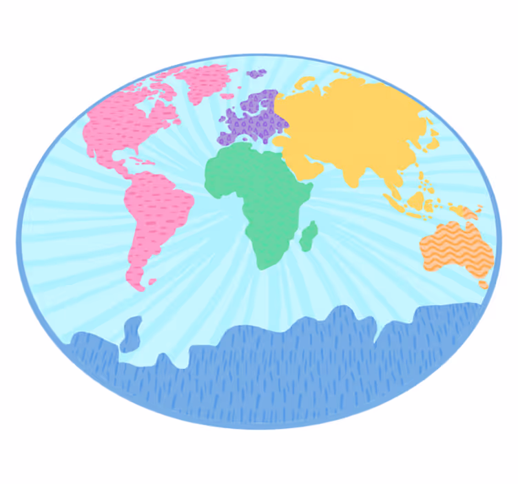 Tapete vinílico de mapa mundial círculo de mapa colorido - TenStickers
