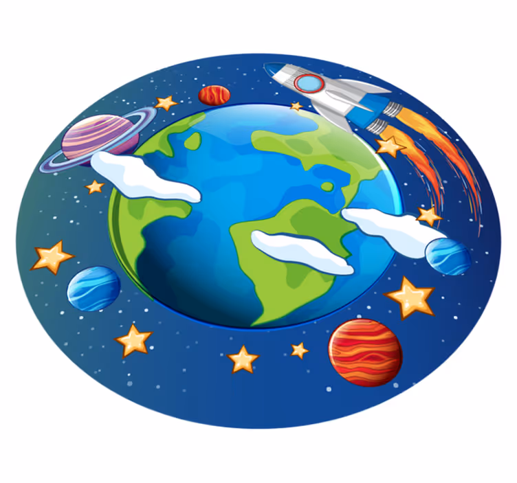 Tapete vinílico infantis órbita planetária - TenStickers