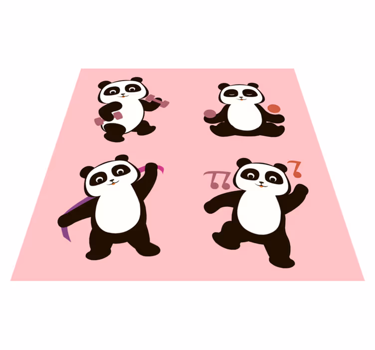 Tapete vinílico infantis motivo de dança panda - TenStickers