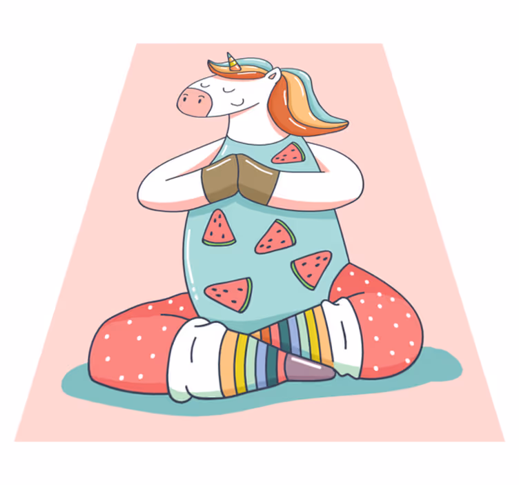 Tapete em vinil infantil unicórnio meditando - TenStickers