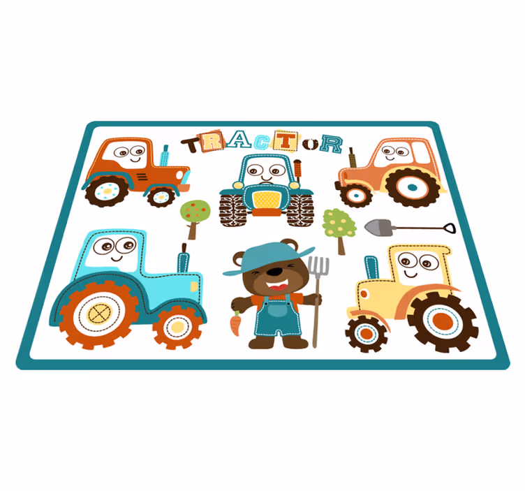 Tapete vinílico infantis tratores animados - TenStickers