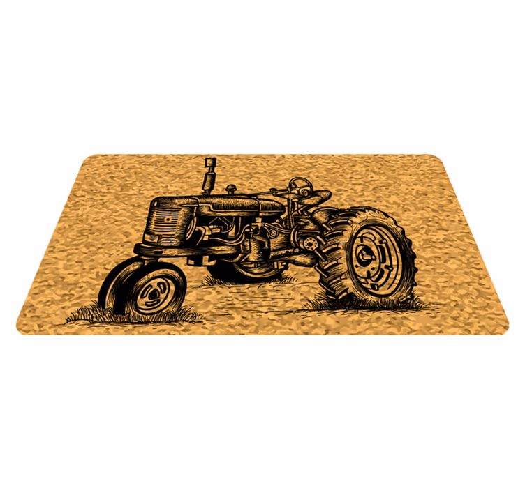 Tapete vinílico vintage ilustração de trator vintage - TenStickers