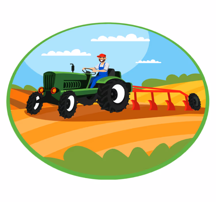 Tapete vinílico infantis cena de trator agrícola - TenStickers