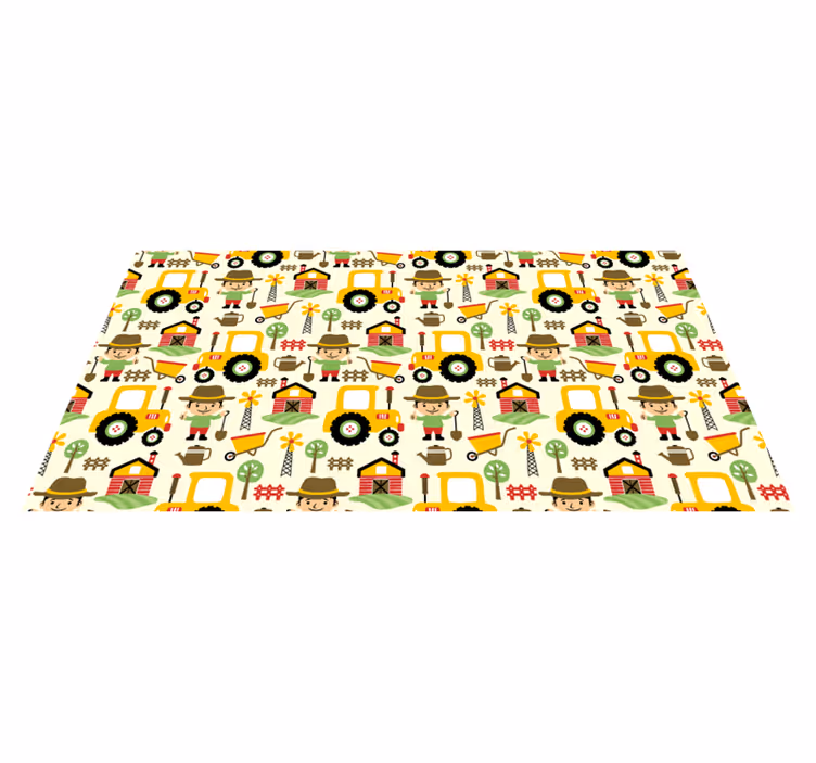 Tapete colorido de vinil infantil com padrão de trator - TenStickers