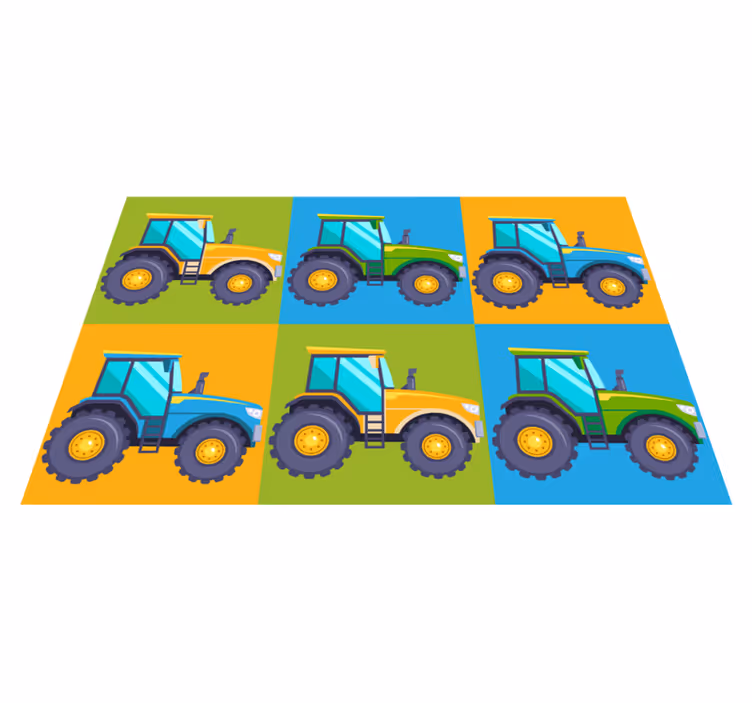 Tapete de vinil infantil multicolorido para trator - TenStickers